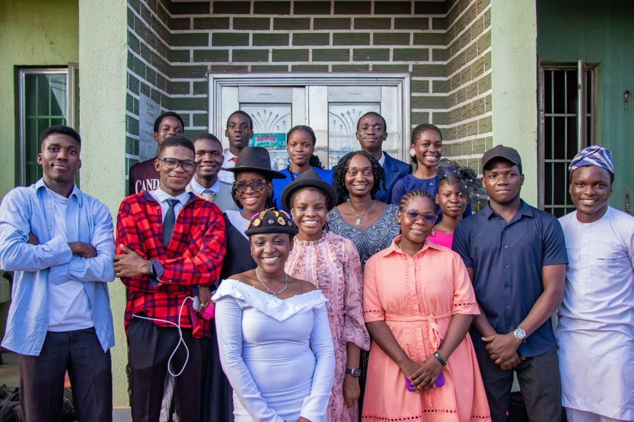 The teens council gathered on the church steps