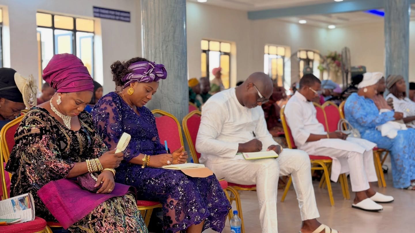 The congregation gathered in the auditorium